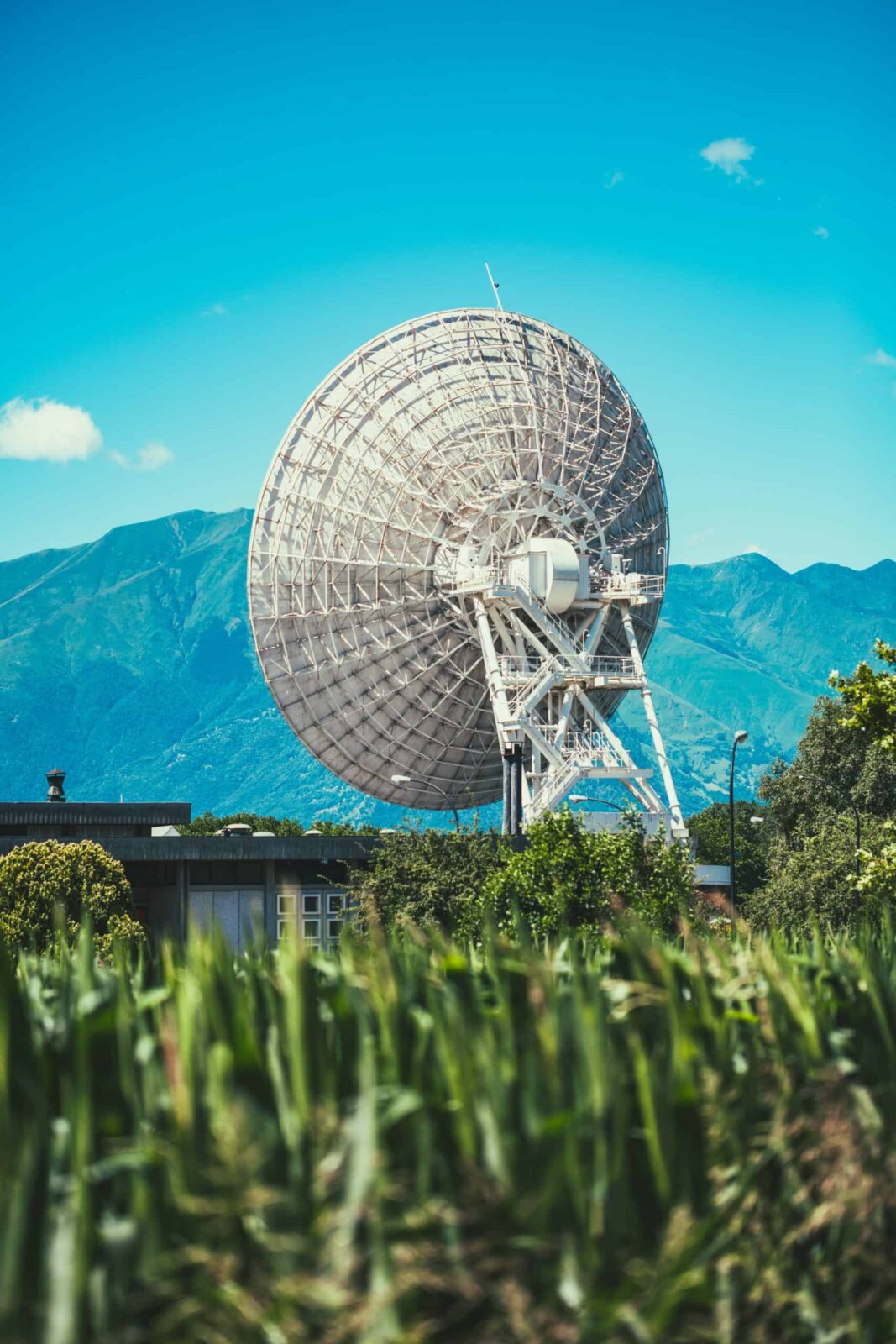 Massive satellite dish and a beautiful landscape