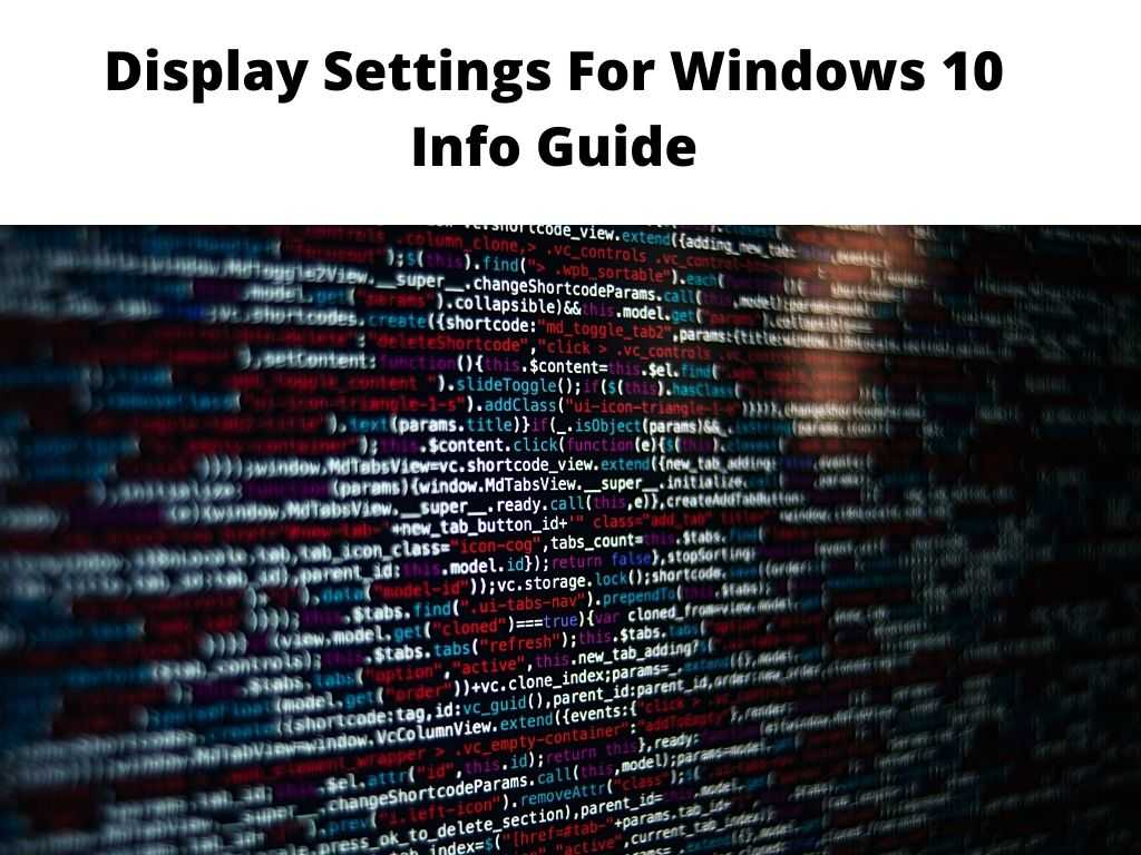 Display Settings For Windows 10